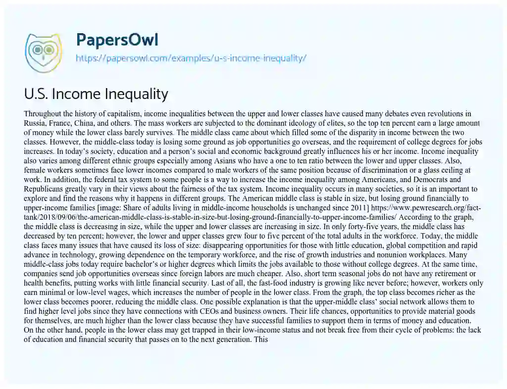 Essay on U.S. Income Inequality