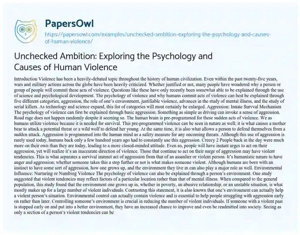 Unchecked Ambition: Exploring the Psychology and Causes of Human ...