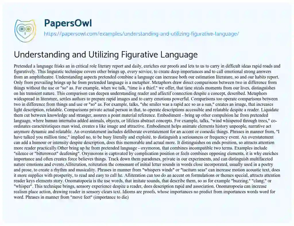 Essay on Understanding and Utilizing Figurative Language