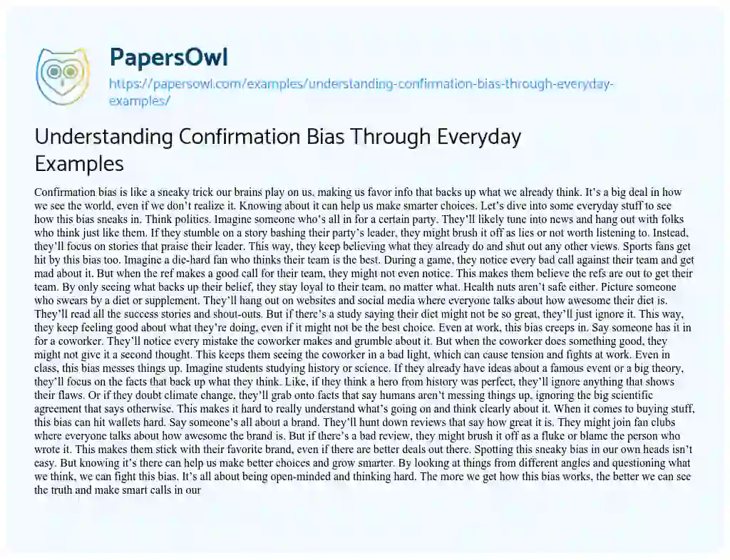 Essay on Understanding Confirmation Bias through Everyday Examples