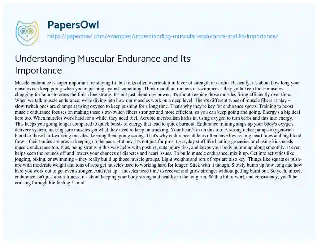 Essay on Understanding Muscular Endurance and its Importance