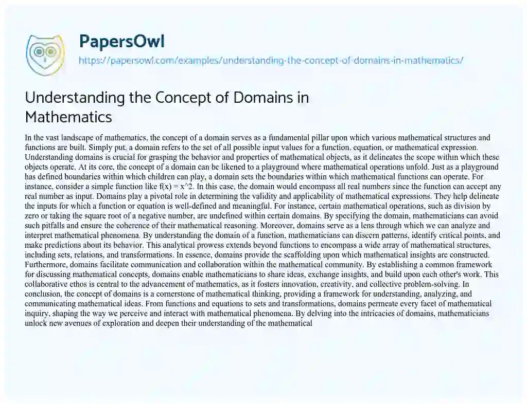 Essay on Understanding the Concept of Domains in Mathematics