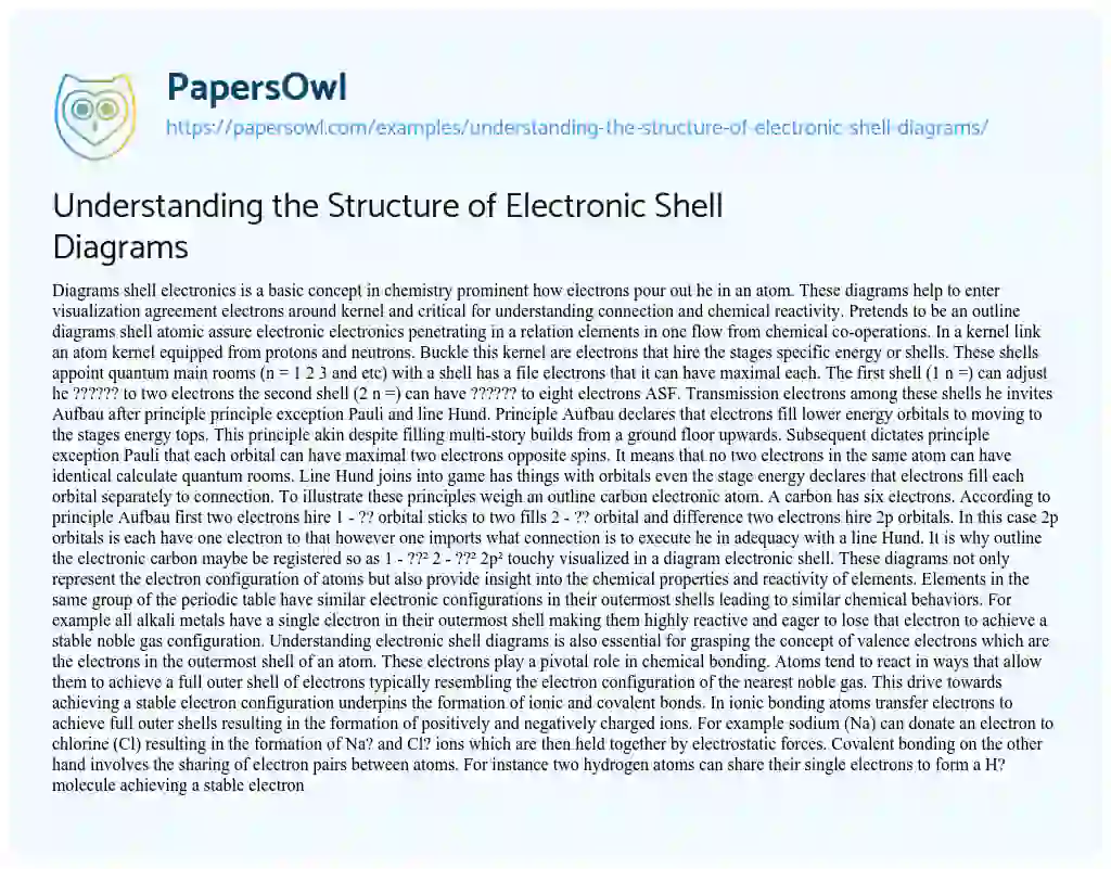 Essay on Understanding the Structure of Electronic Shell Diagrams