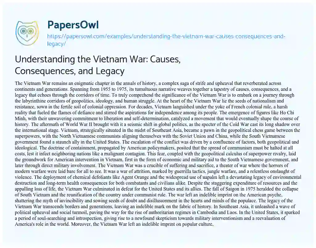 vietnam war term paper thesis