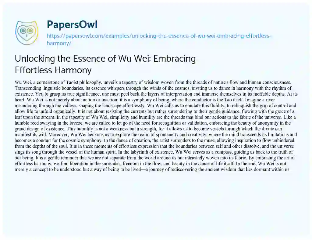 Unlocking the Essence of Wu Wei: Embracing Effortless Harmony - Free ...