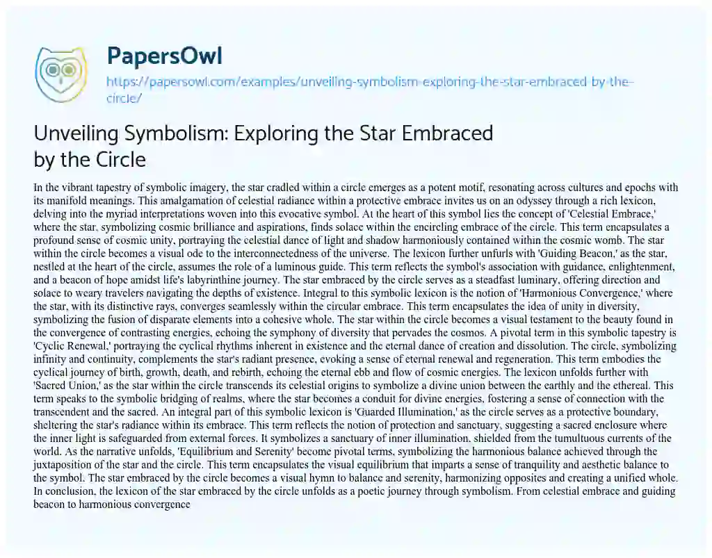 Essay on Unveiling Symbolism: Exploring the Star Embraced by the Circle