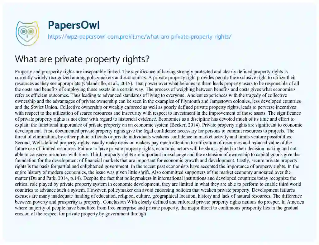 What are Private Property Rights? essay