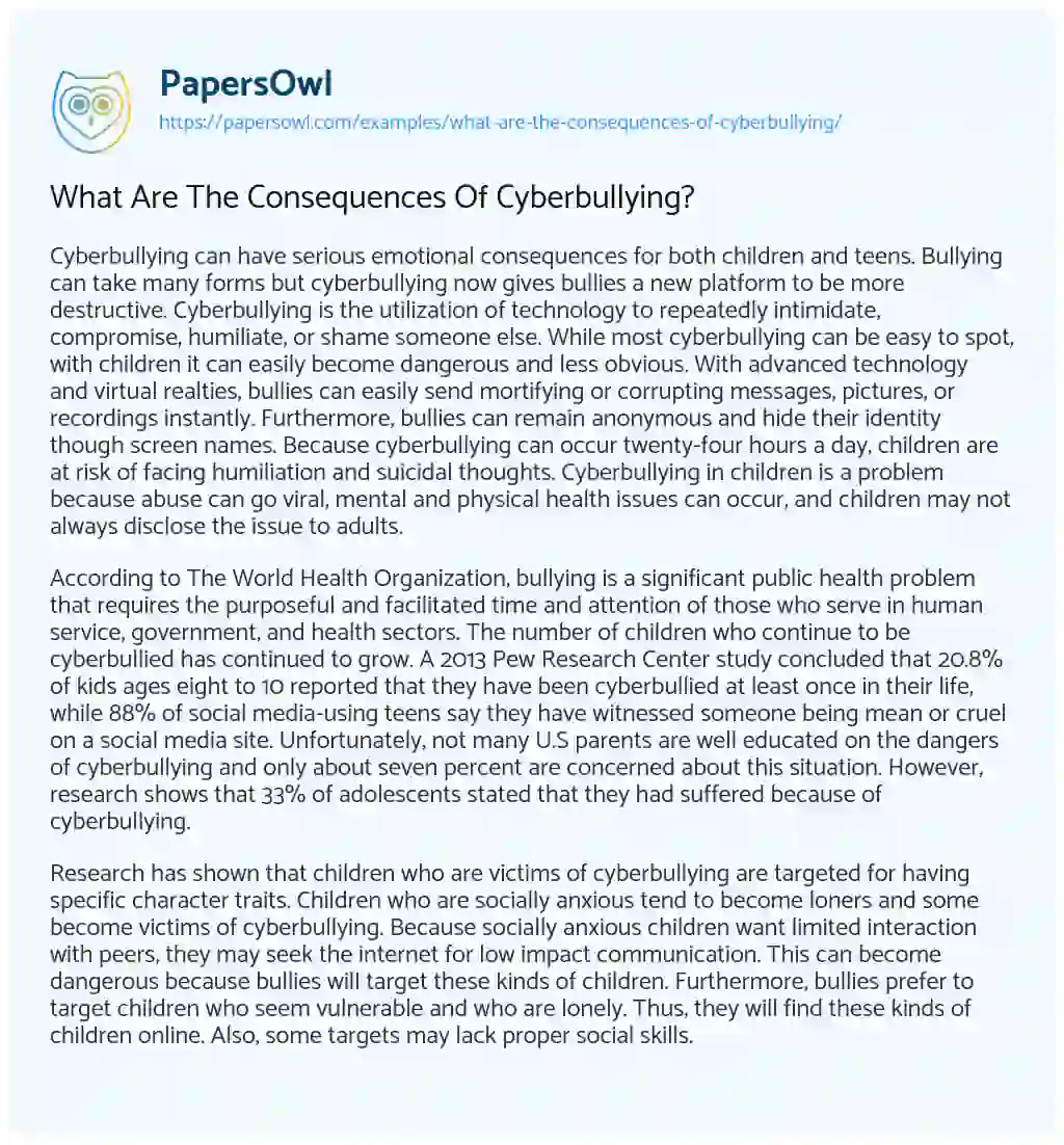 What are the Consequences of Cyberbullying? essay