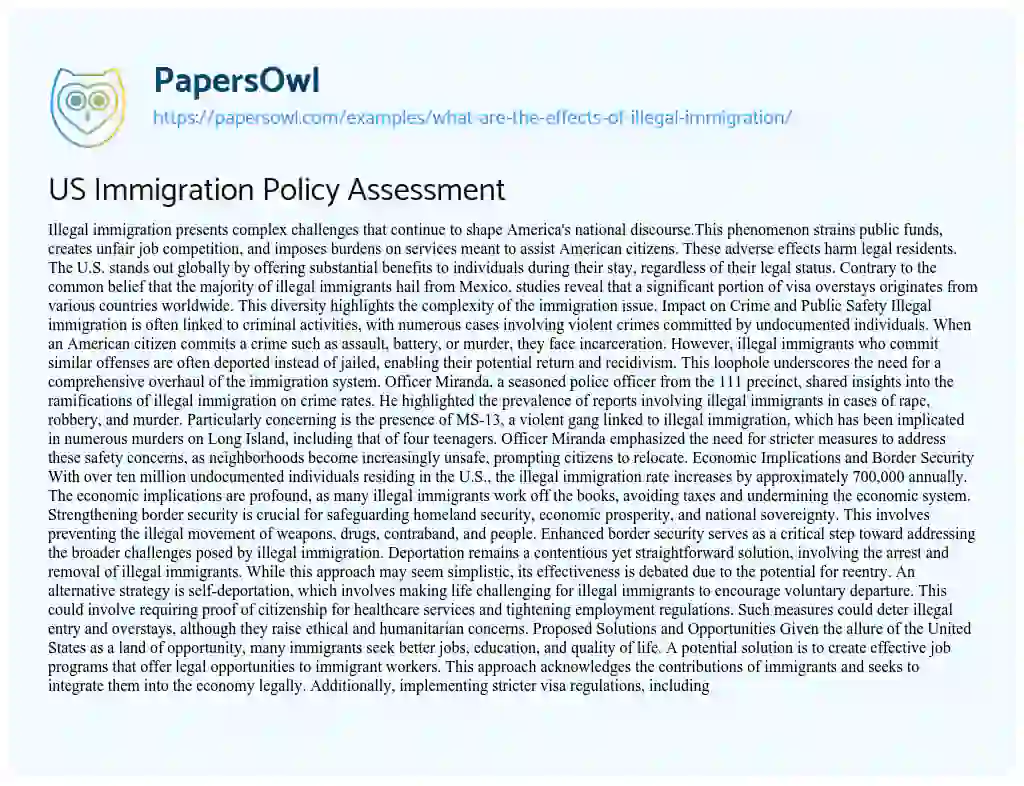 Essay on What are the Effects of Illegal Immigration?