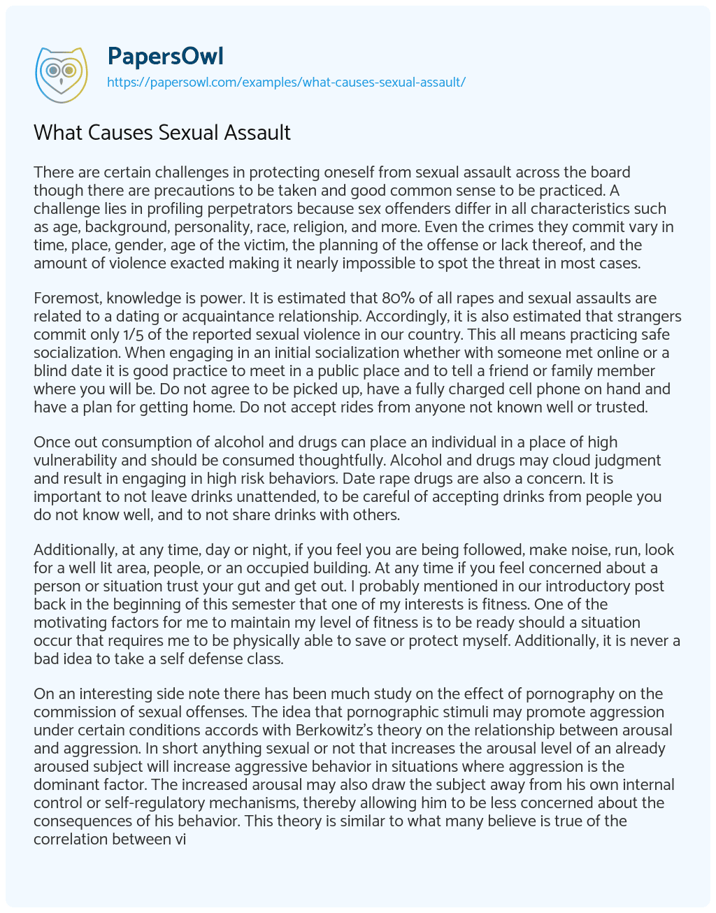 What Causes Sexual Assault essay