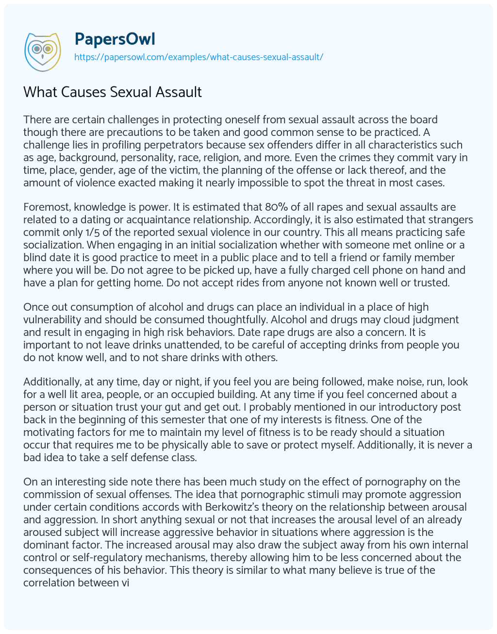 Essay on What Causes Sexual Assault