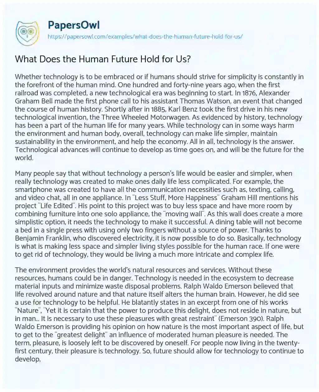Essay on What does the Human Future Hold for Us?
