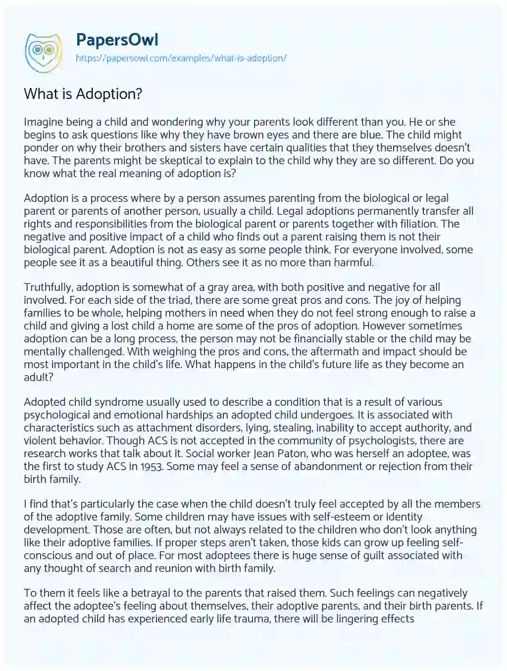Essay on What is Adoption?