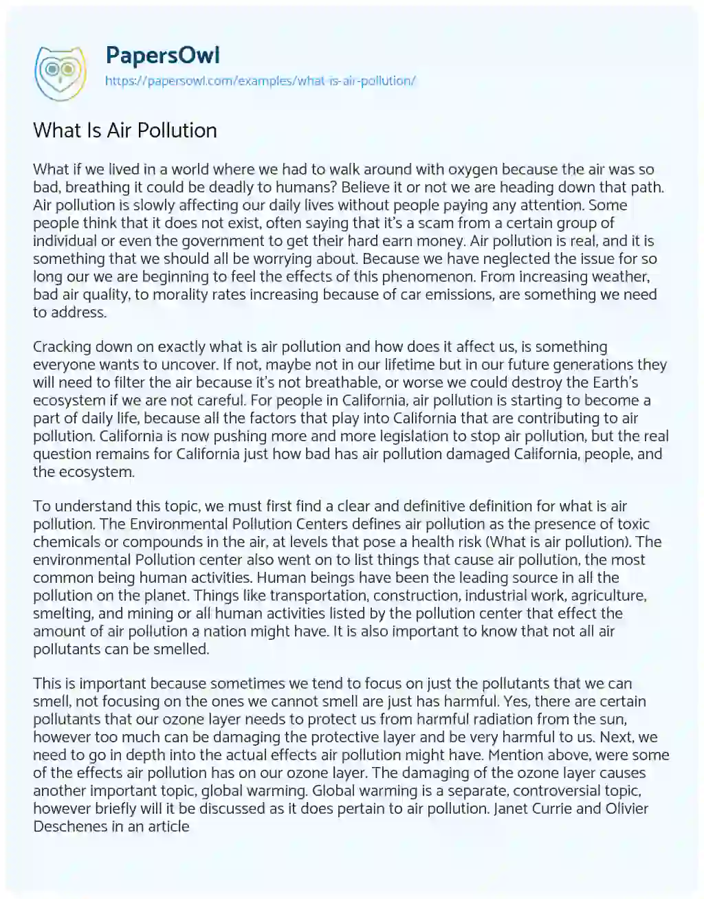Essay on What is Air Pollution