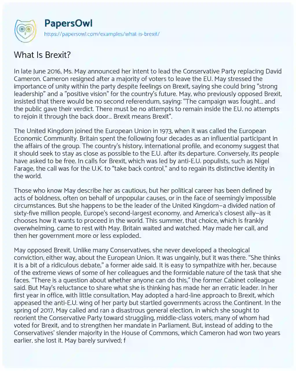 What is Brexit? essay