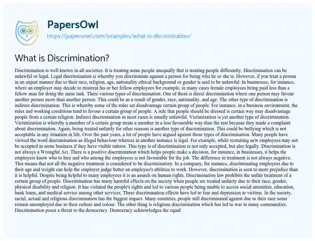 Essay on What is Discrimination?