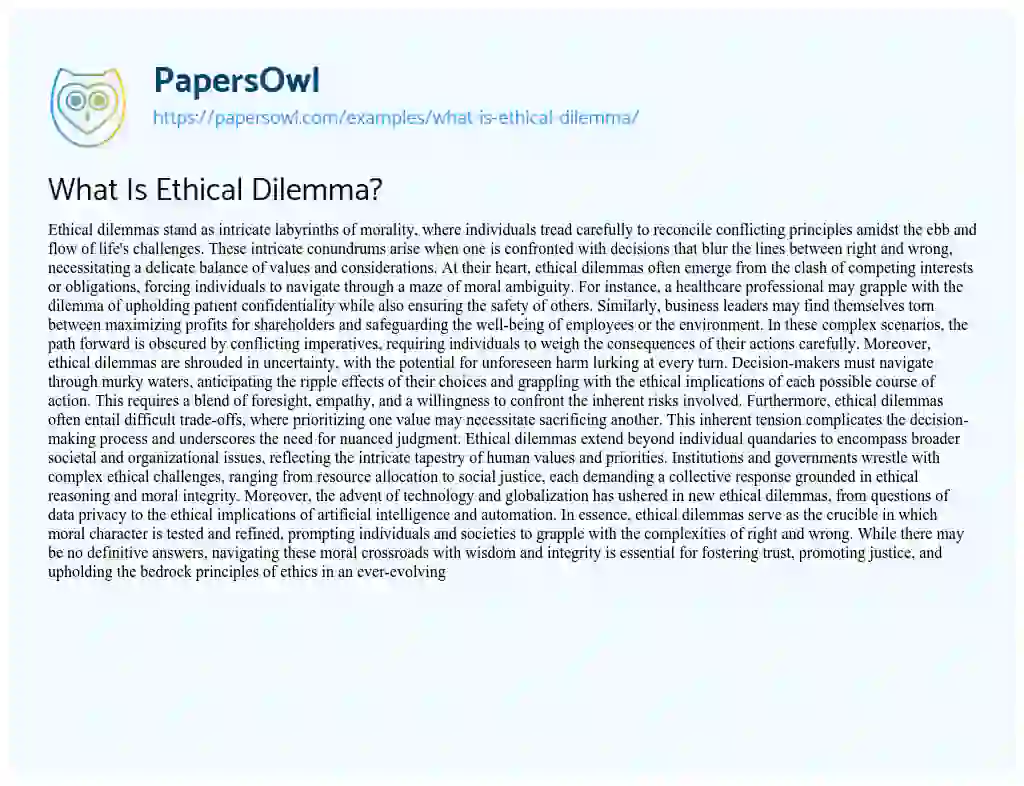 essay of ethical dilemma