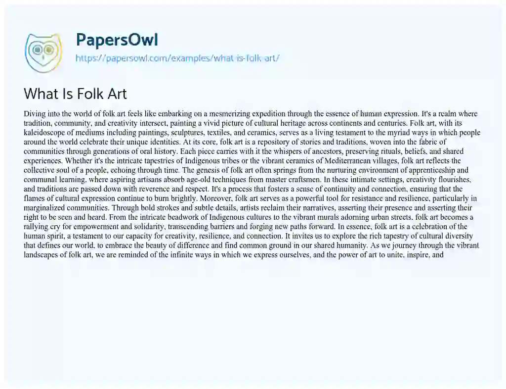 Essay on What is Folk Art