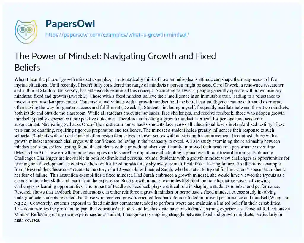 Essay on What is Growth Mindset