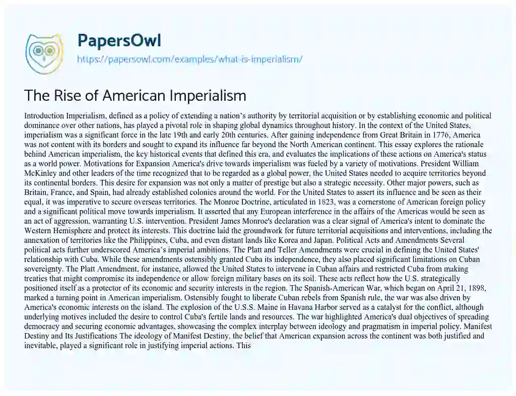 Essay on What is Imperialism?