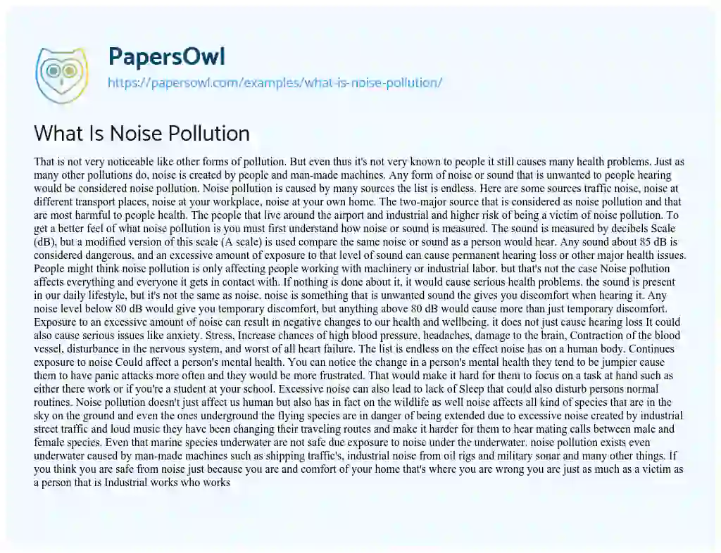 Essay on What is Noise Pollution