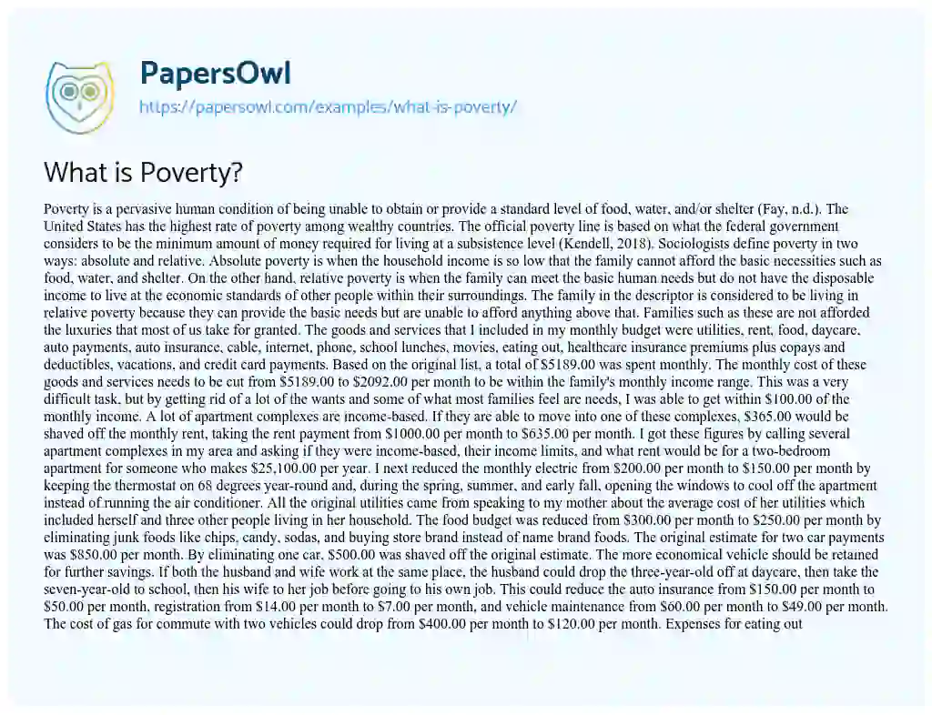 Essay on What is Poverty?