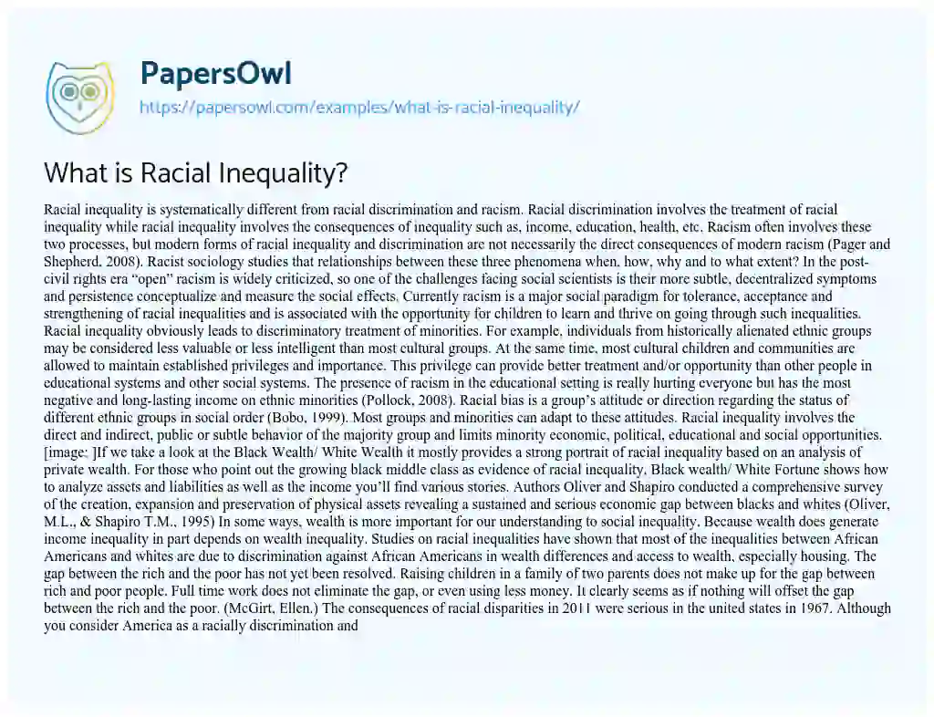 Essay on What is Racial Inequality?