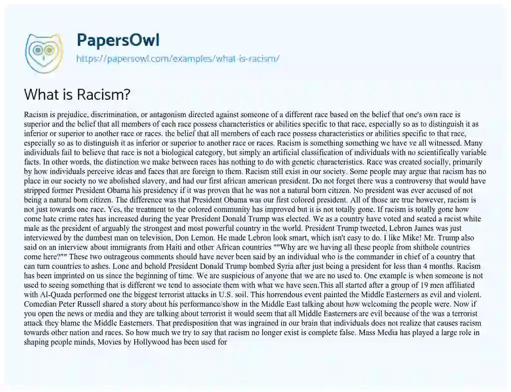 Essay on What is Racism?