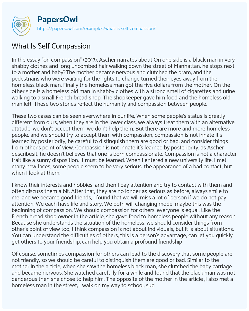 Essay on What is Self Compassion
