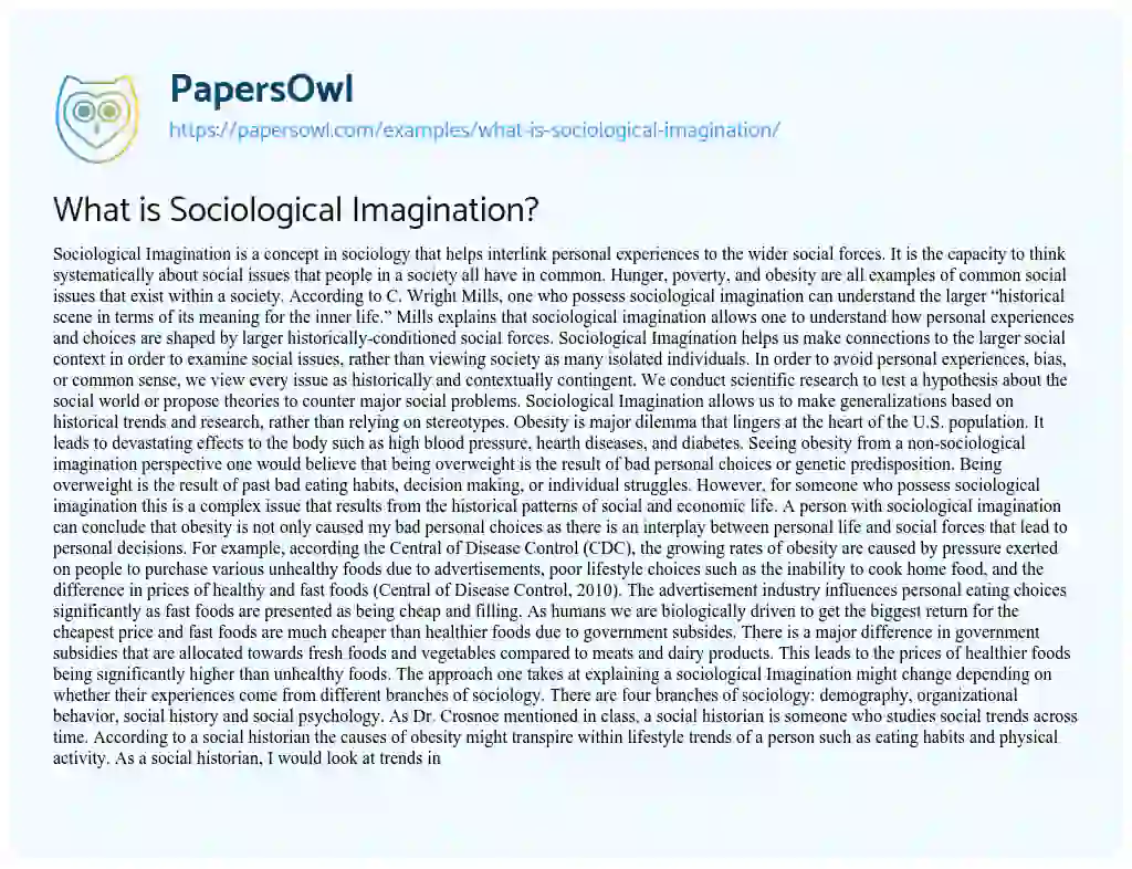 Essay on What is Sociological Imagination?