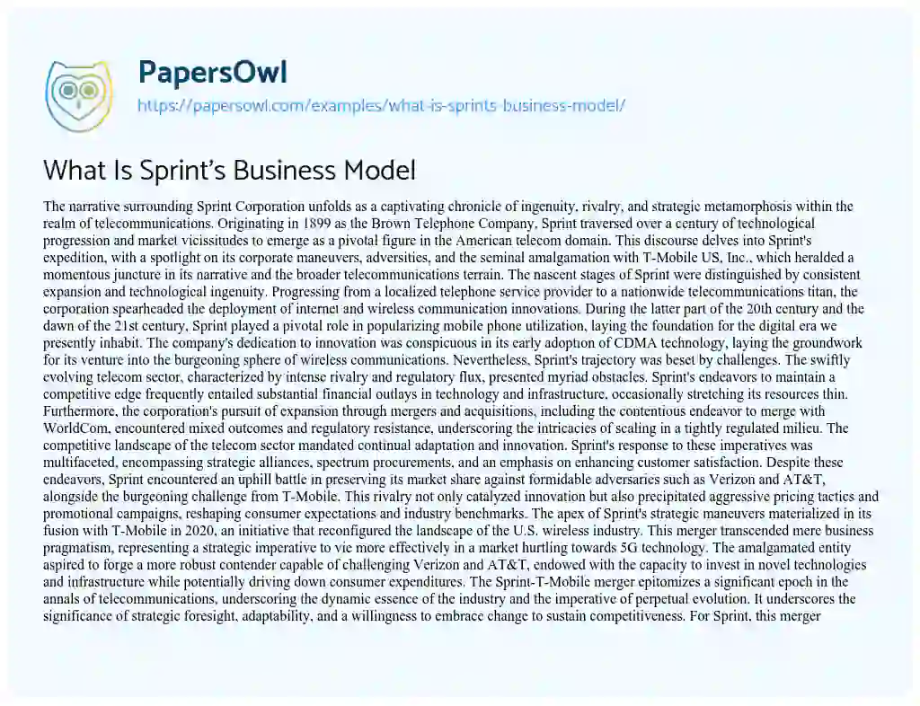 Essay on What is Sprint’s Business Model