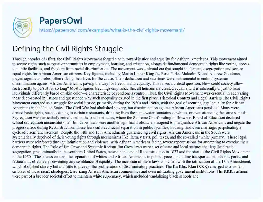 Essay on What is the Civil Rights Movement?