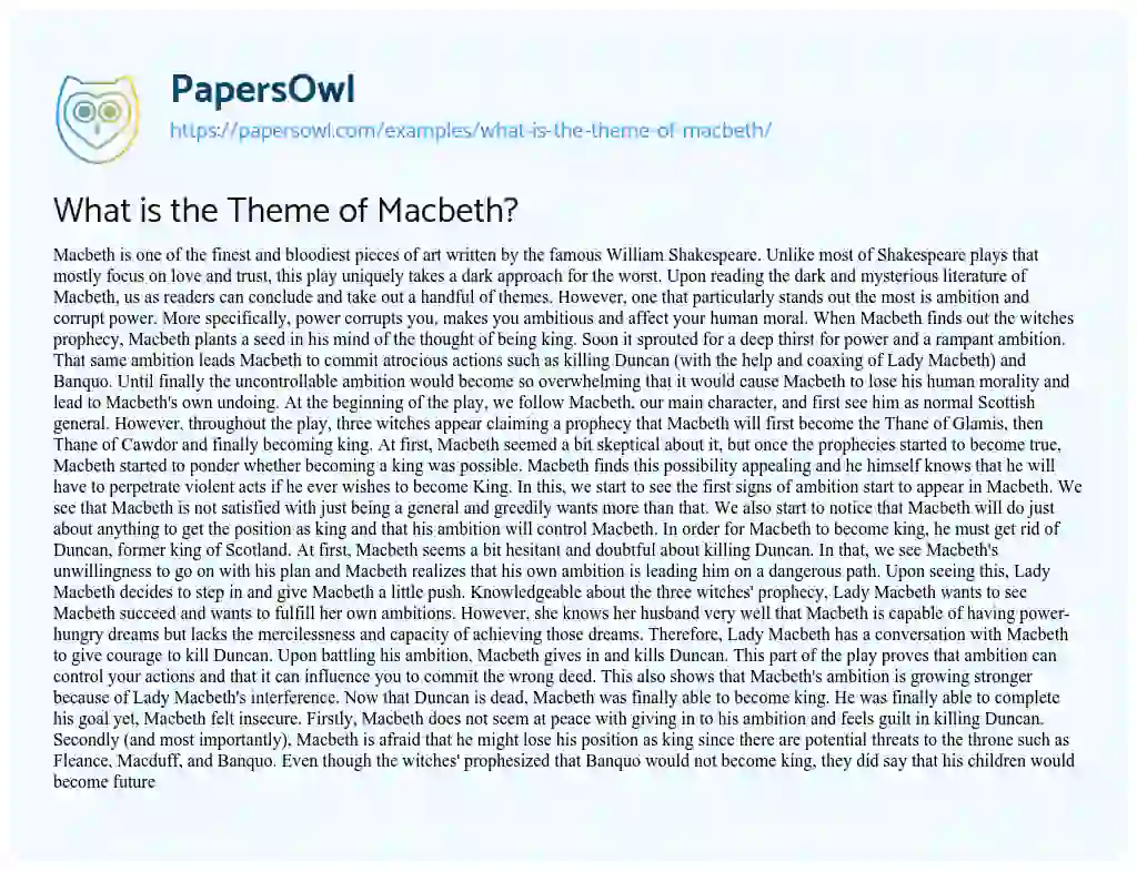What is the Theme of Macbeth? essay