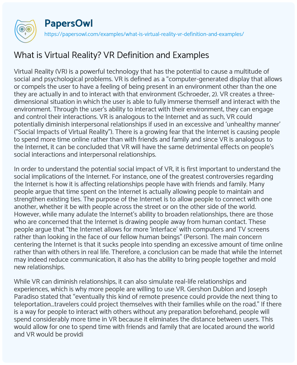Essay on What is Virtual Reality? VR Definition and Examples