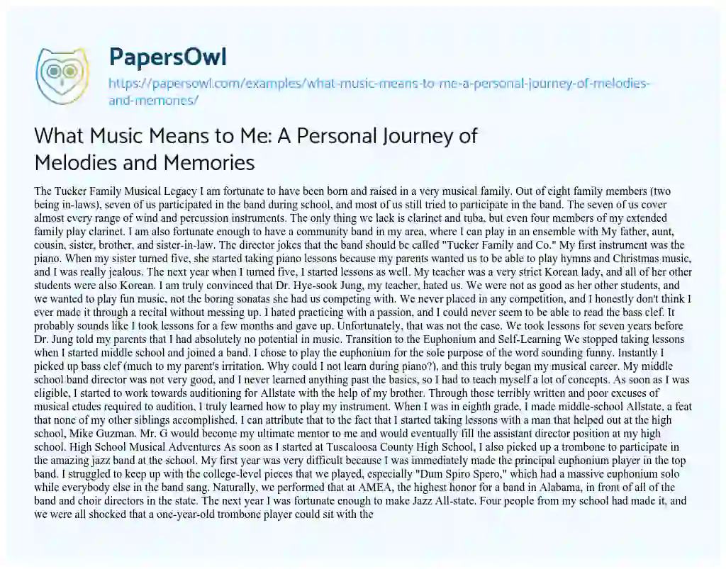 Essay on What Music Means to Me: a Personal Journey of Melodies and Memories