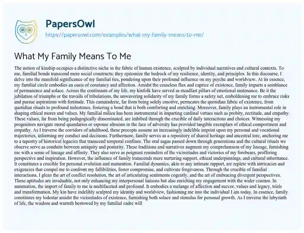 Essay on What my Family Means to me