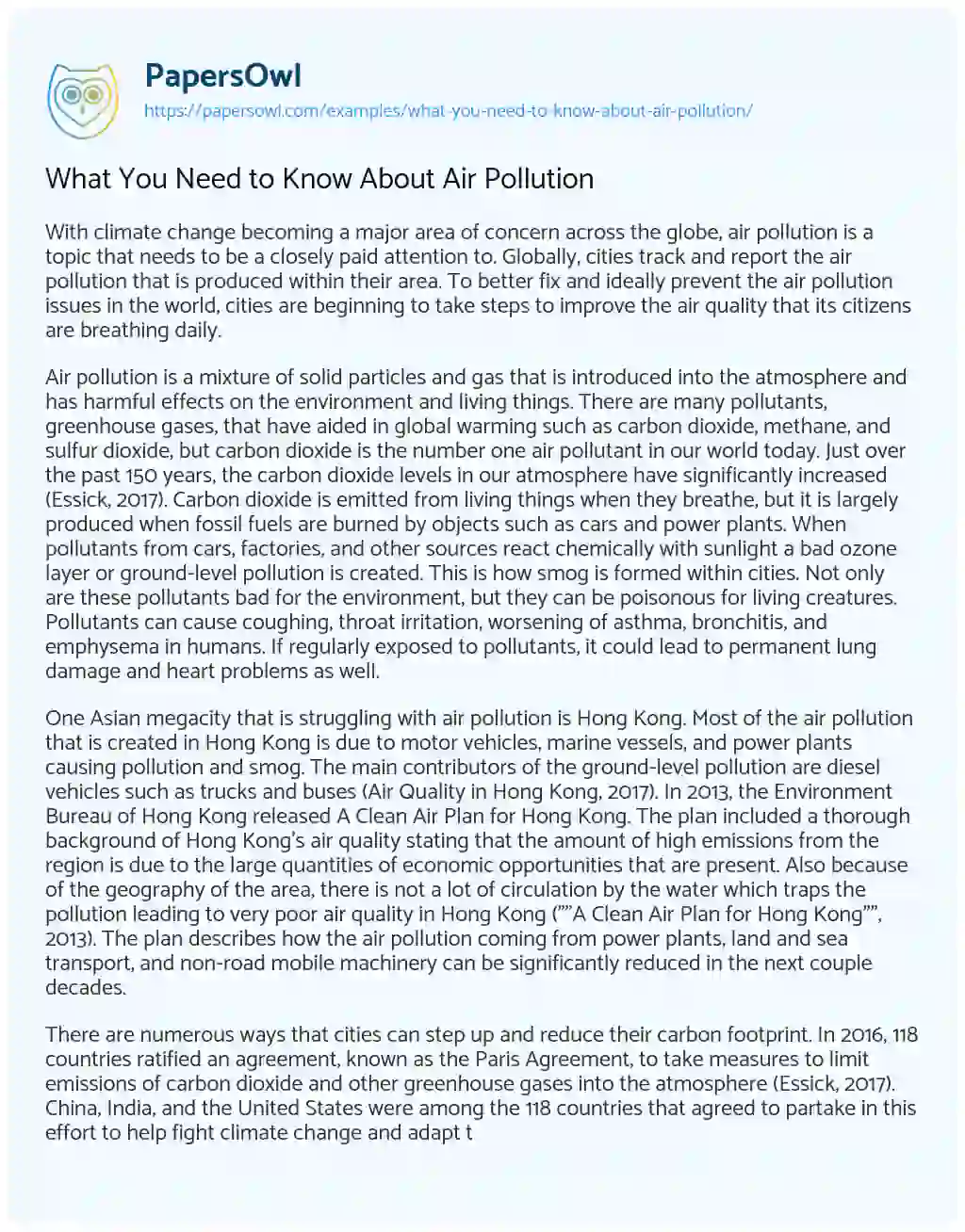 Essay on What you Need to Know about Air Pollution