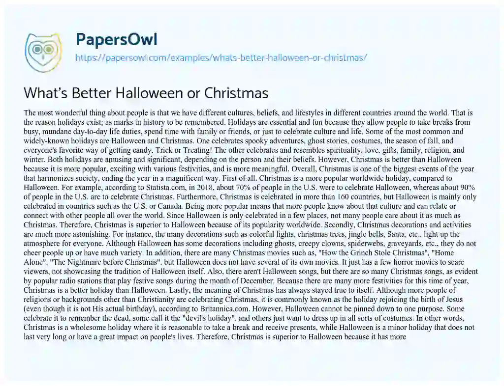 halloween vs christmas essay