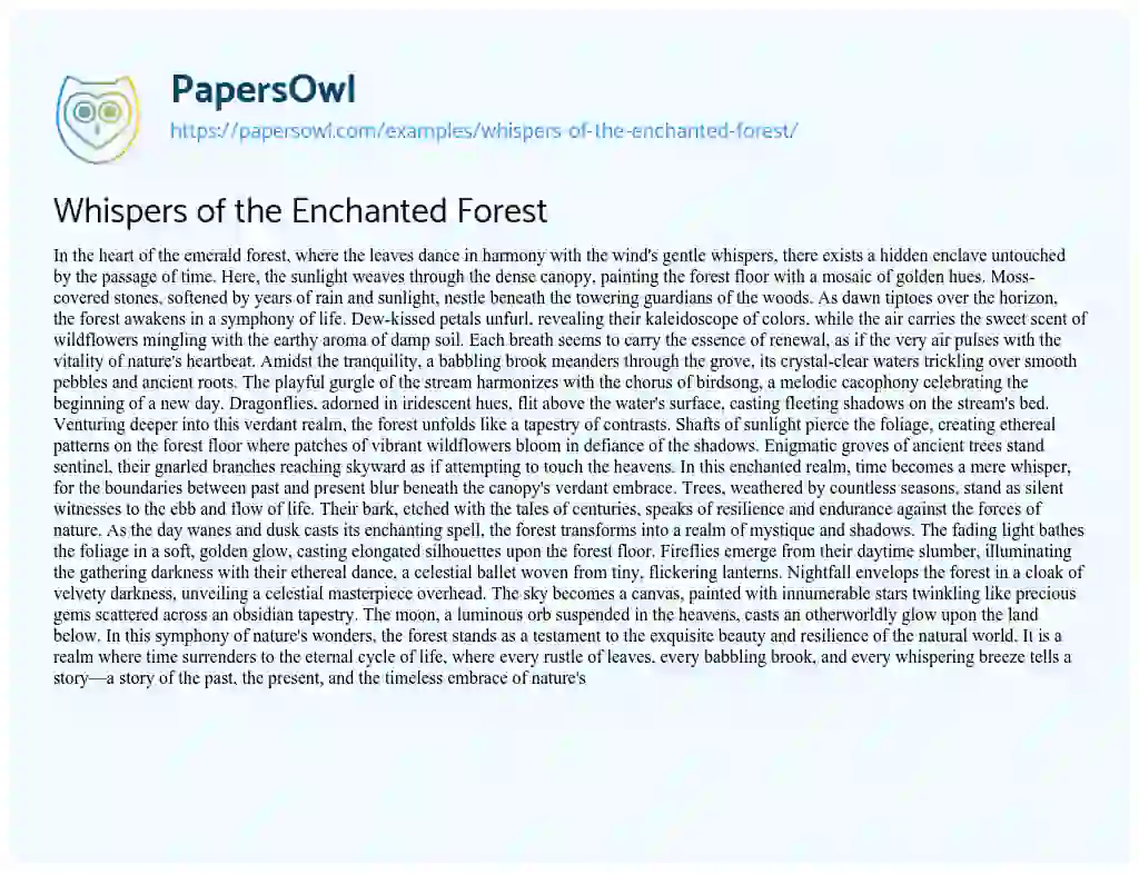 Essay on Whispers of the Enchanted Forest