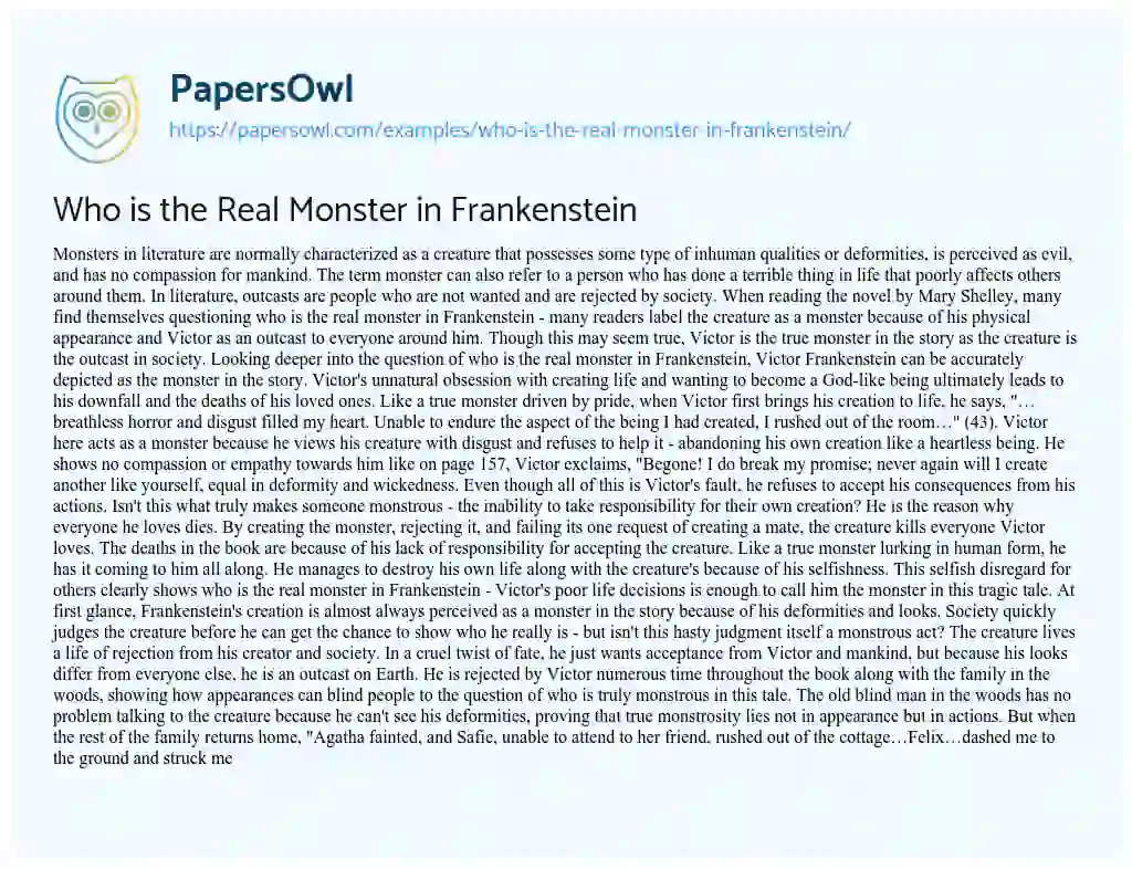 essay in monster