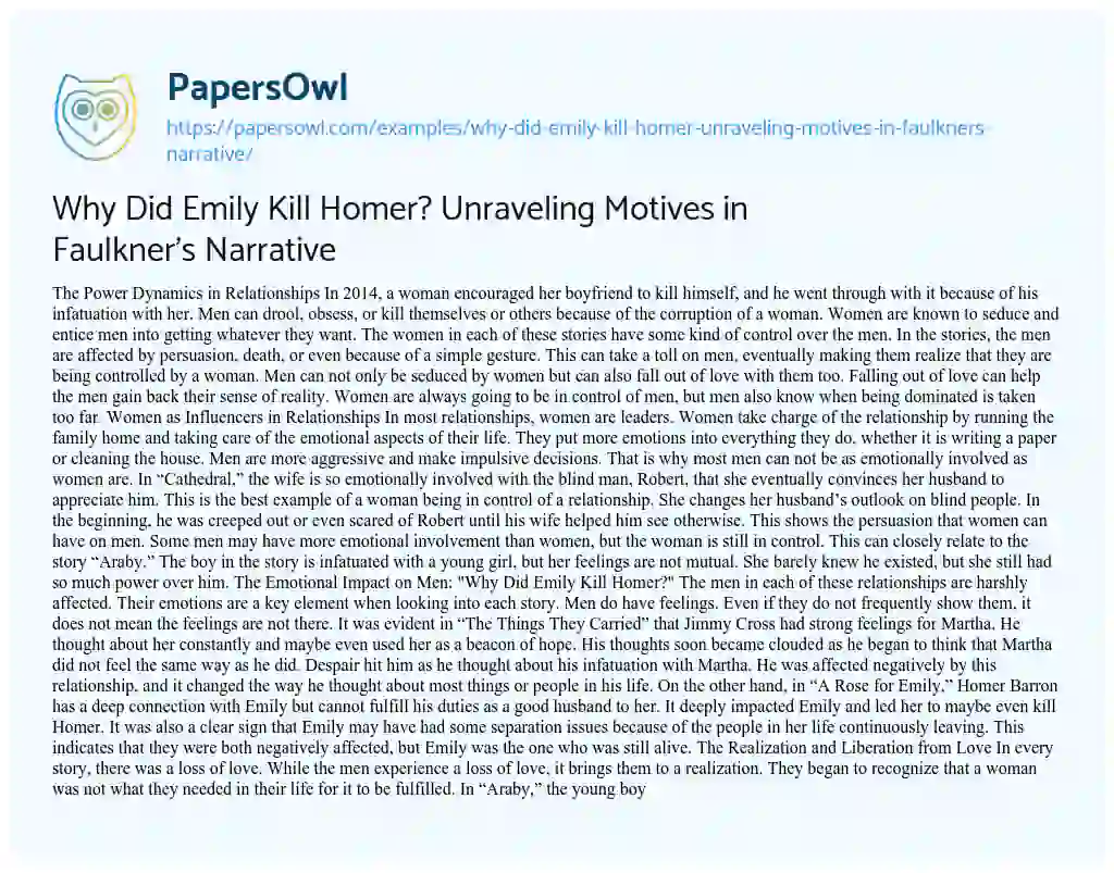 why-did-emily-kill-homer-unraveling-motives-in-faulkner-s-narrative