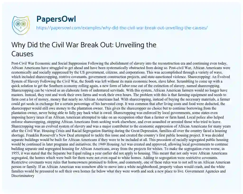 why-did-the-civil-war-break-out-unveiling-the-causes-free-essay