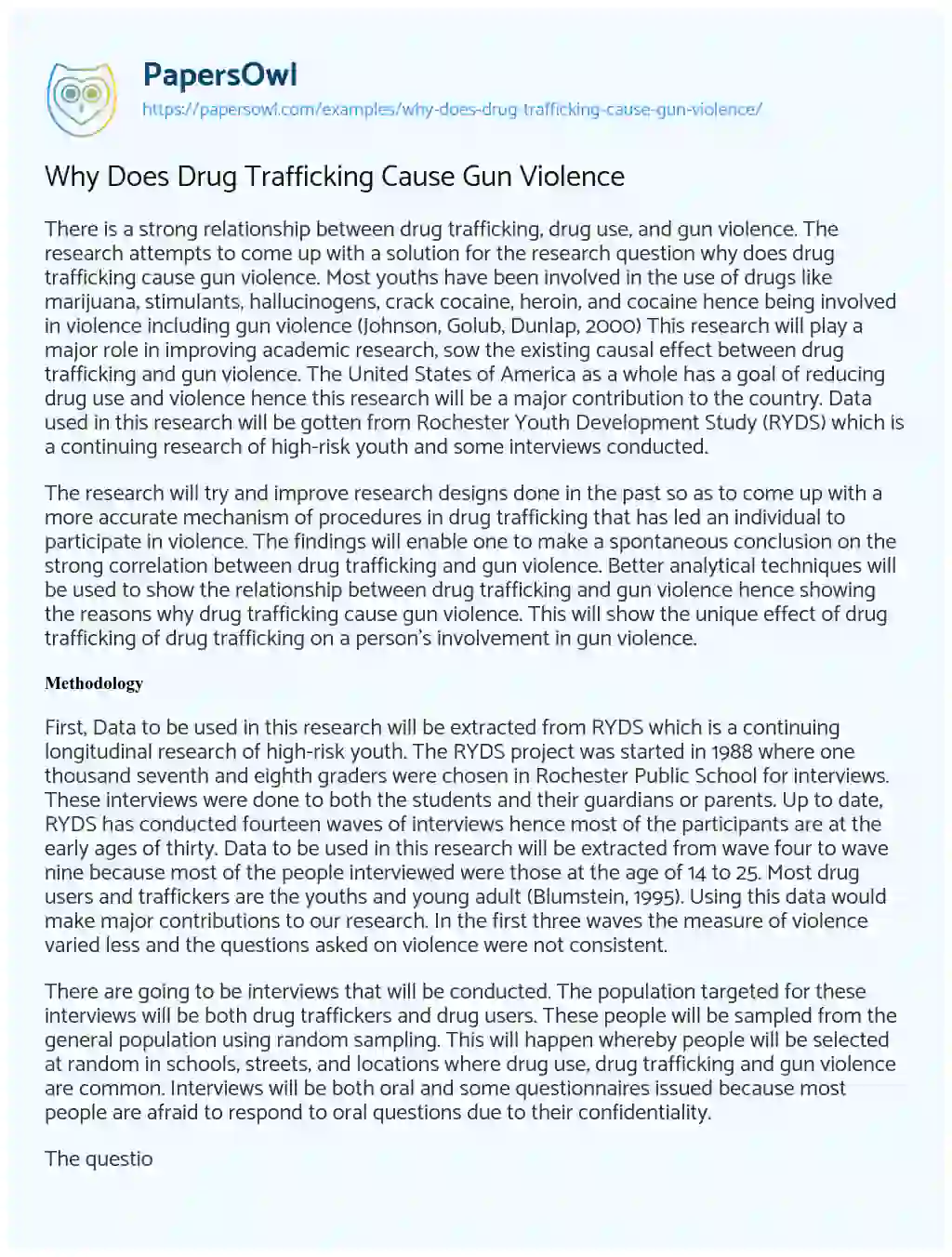Essay on Why does Drug Trafficking Cause Gun Violence