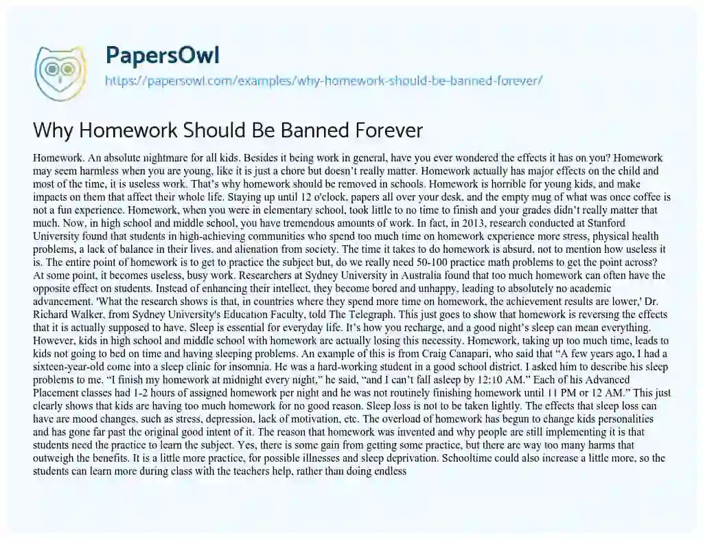 homework banned essay
