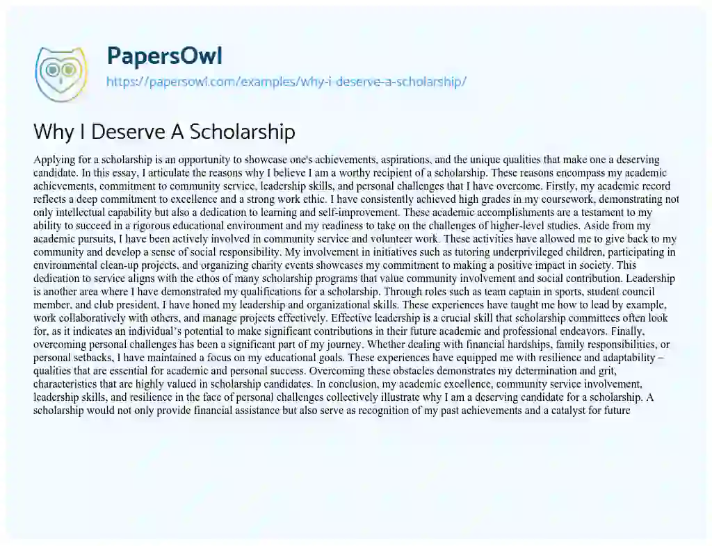 example essay why i deserve this scholarship