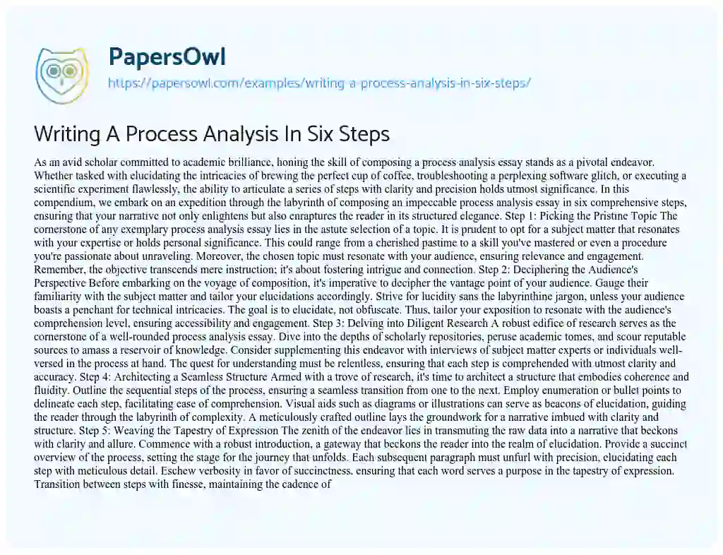 Essay on Writing a Process Analysis in Six Steps
