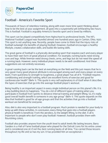 Essay on Football – America’s Favorite Sport