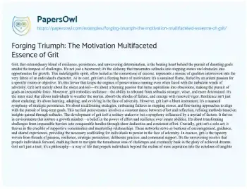 Essay on Forging Triumph: the Motivation Multifaceted Essence of Grit