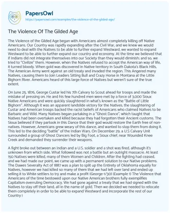 Essay on The Violence of the Gilded Age