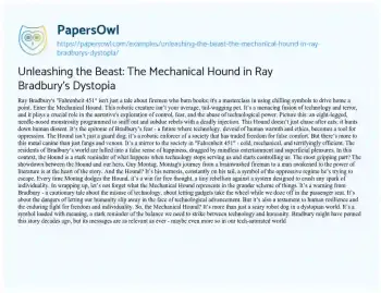 Essay on Unleashing the Beast: the Mechanical Hound in Ray Bradbury’s Dystopia